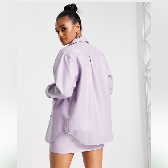 Purple lavender faux leather skirt set - Picture 4 of 16